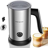 KEENSTAR 4-in-1 Electric Milk Frother & Steamer: Hot/Cold Foam Maker for Latte, Cappuccino - Stainless Steel, Temp Control