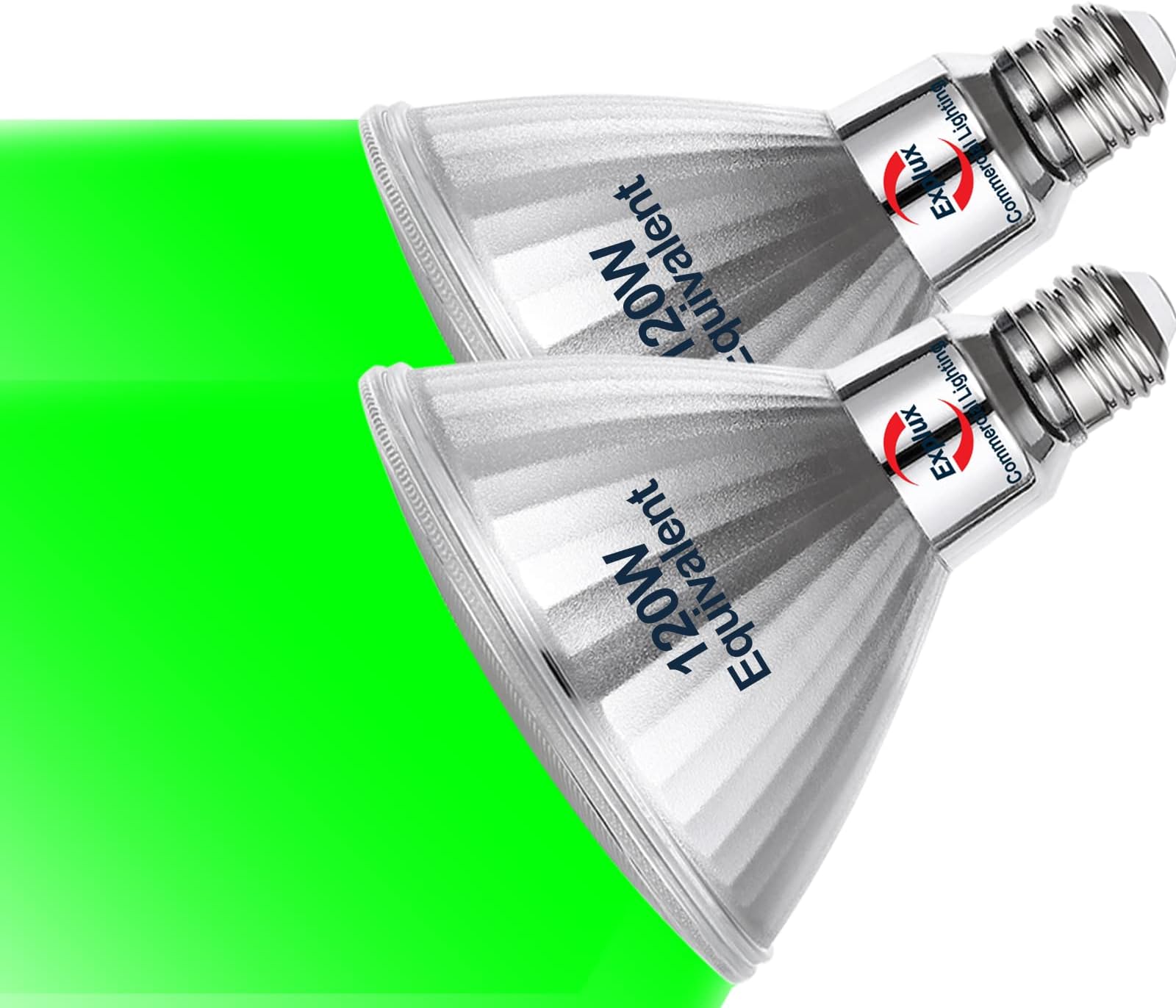 Explux Full Glass PAR38 Outdoor Flood Green Light Bulbs, 120W Equivalent Direct LED Color Emission, Weatherproof & Anti-Ageing, Dimmable, 2-Pack