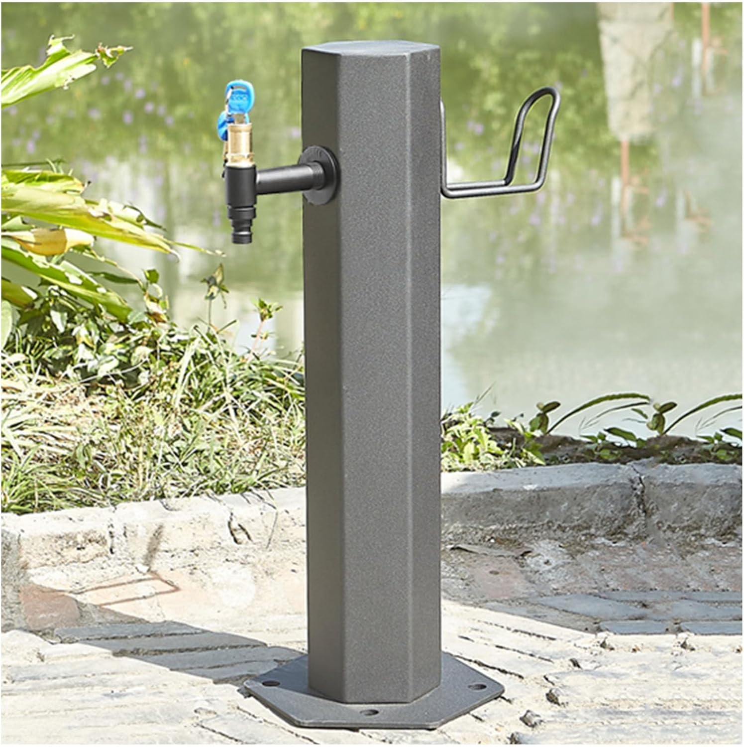 Stainless Steel Garden Water Column with Faucet, Freestanding Floor Mounted Hydrant Water Tap, Outdoor Antifreeze Faucet Water Dispenser Hydrant Water Feature Fountain(Style 2-20.5×50cm)