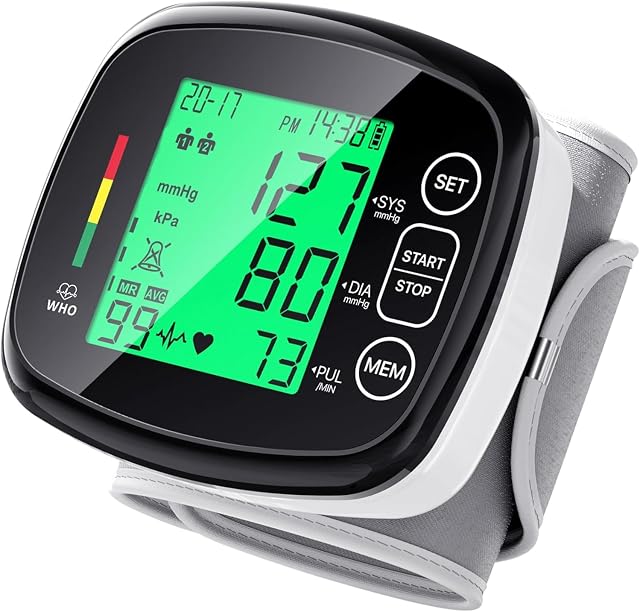 Blood Pressure Monitor for Home Use,Wrist Blood Pressure Machine Automatic Digital LCD Display Blood Pressure Machine Adjustable Wrist Cuff 5.3-7.67" 99x2 Sets Memory with Carrying Case for Home Use