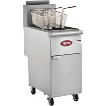 Kratos Commercial Deep Fryer, Mobile Gas Floor Fryer for Restaurants, Stainless Steel, Three Burners, 50 lb. Capacity, 120,000 BTU, Liquid Propane 29Y-051-LP