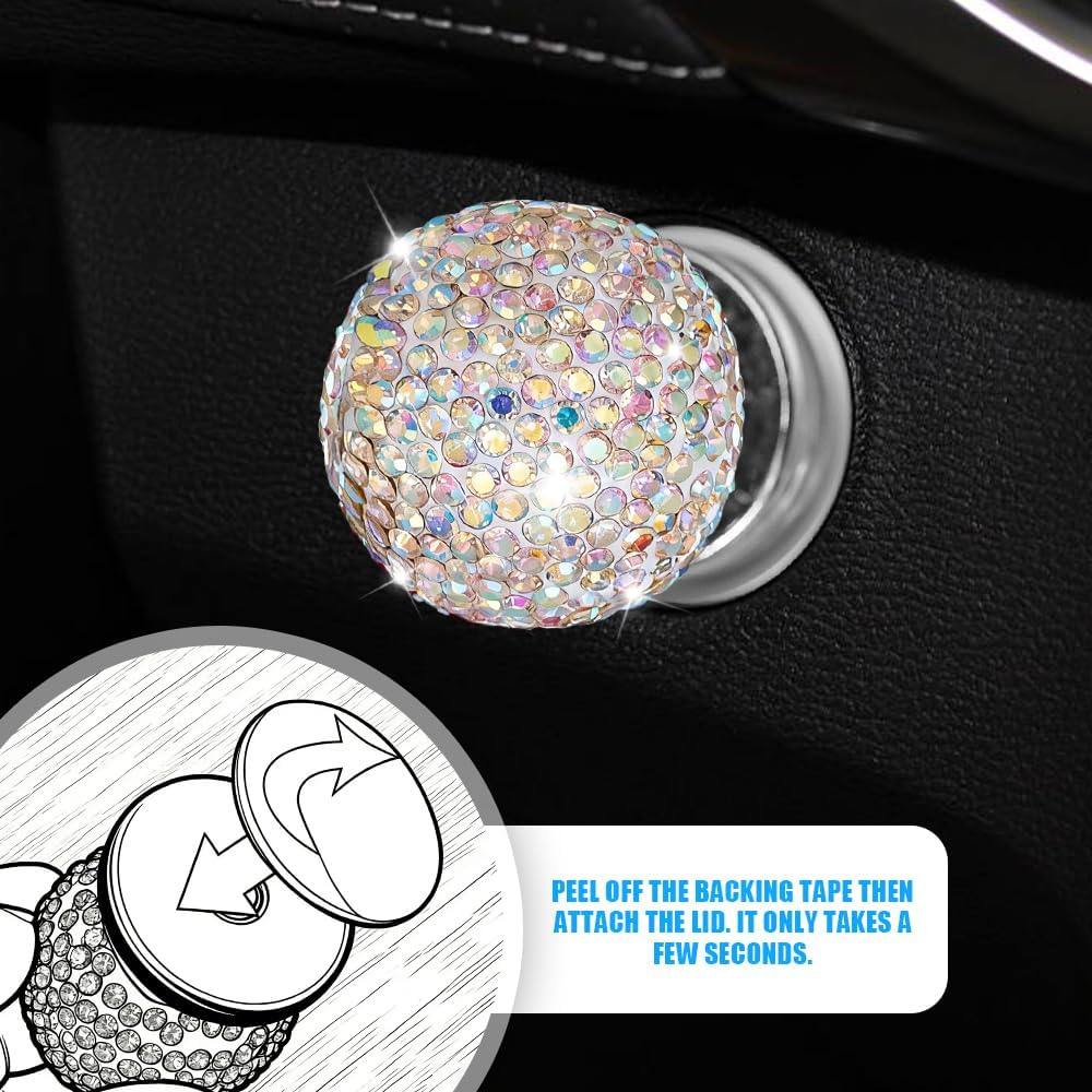 Bling Car Engine Start Button Cover, Push to Start Button Cover, Crystal Rhinestone One Touch Car Engine Ignition Switch Knob Sticker, Diamond Auto Start Stop Decorative Cover for Cars (AB) image 4