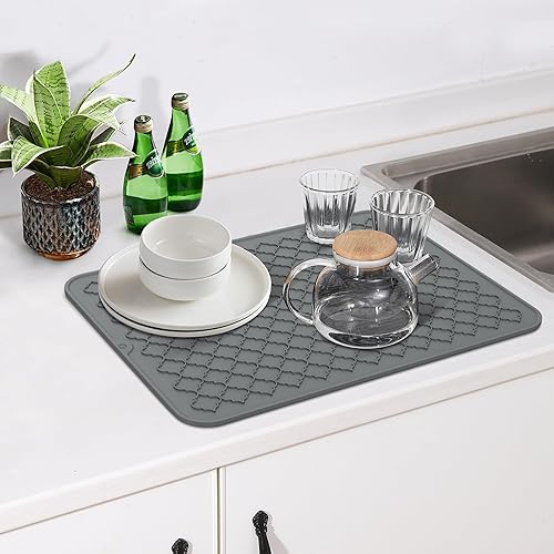 Miniatura 6 de Tapete de secado de platos de silicona gruesa de alta pureza, resistente al calor, tapete de secado de cocina de silicona, tapete de secado de