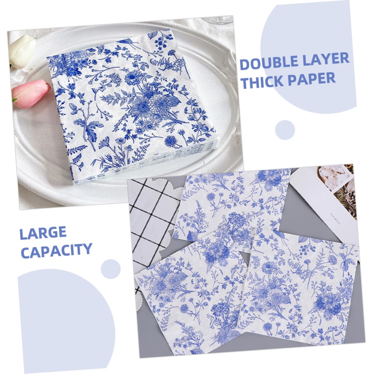 CALLARON 3 Series Servilleta Azul Y white Servilletas De Flores Antiguas Linda Servilletas Blue Papel 100 Piezas*3