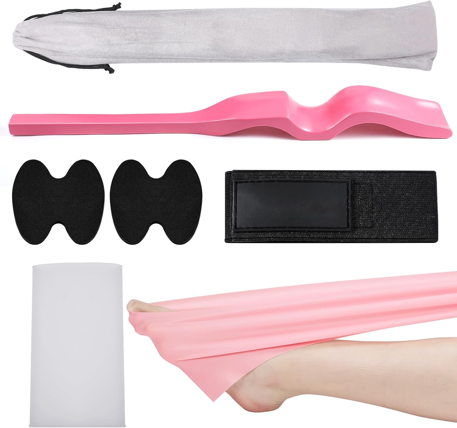 Silipull Ballet Foot Stretcher Set Dance Stretching Equipment Pine Dance Feet Arch Enhancer with Elastic Stretch Band 2 Pads Leg Strap Carry Bag for Dancers Gymnastics Yoga Flexibility Workout