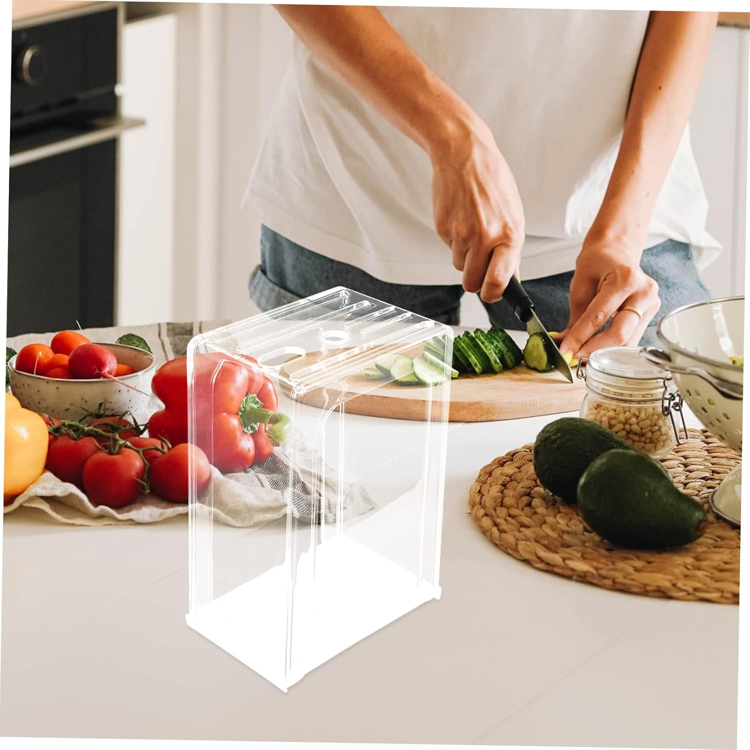 Kitchen Acrylic Cutter Organizer Multifunctional Utensil Holder Storage Rack for Knives Cutlery Thick Design for Countertop Kitchen Organization