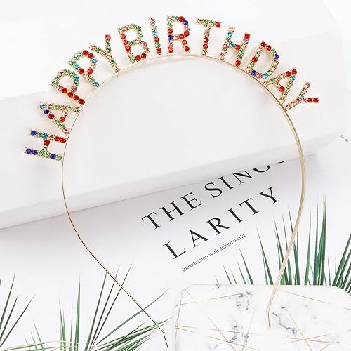 Miniatura 7 de CIEHER Diadema de cumpleaños con corona de cumpleaños, diadema de feliz cumpleaños para mujer, sombrero de cumpleaños, tiara de cumpleaños para