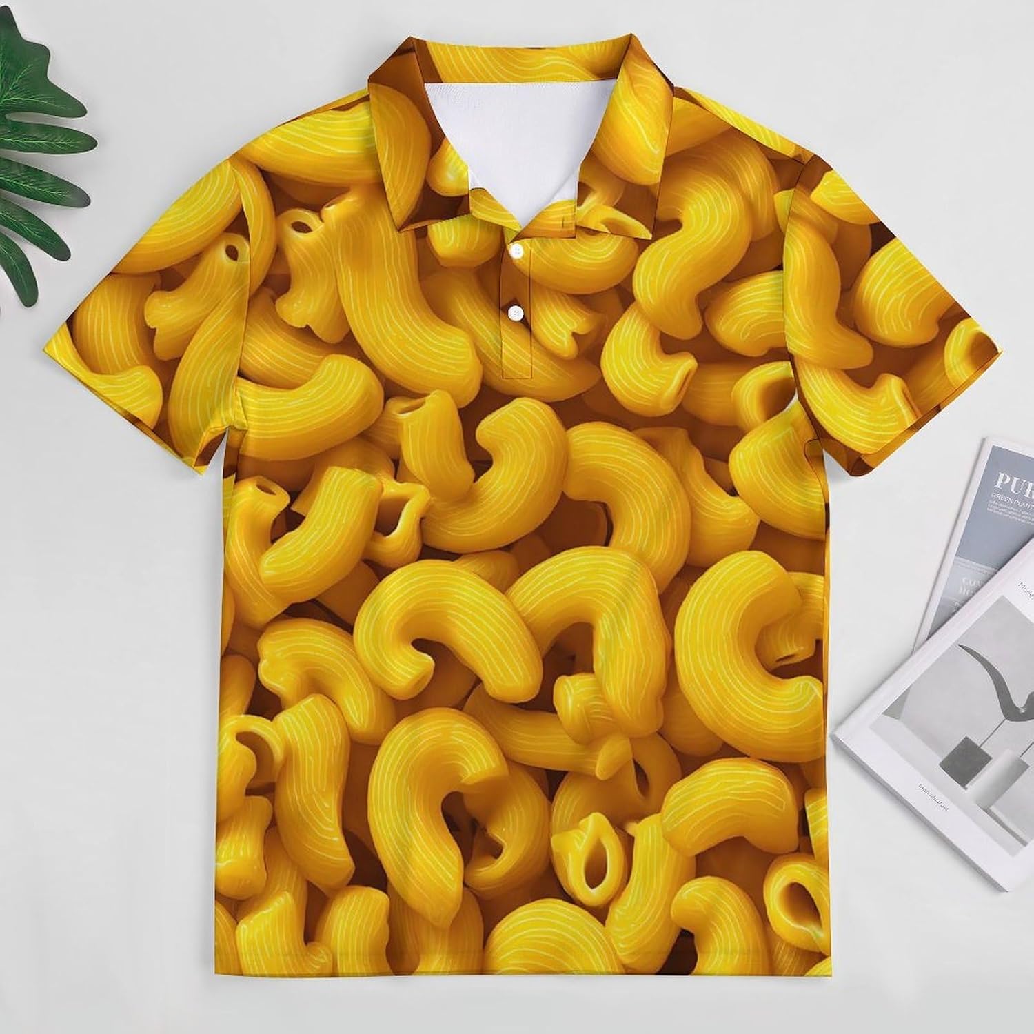 Yellow Pasta Golf Polo Shirts for Men Casual T Shirts 5X-Large
