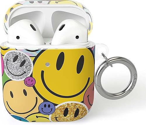 Casely Funda compatible con AirPods 1 y 2  Todas las sonrisas  Funda para AirPods con adhesivo de cara sonriente