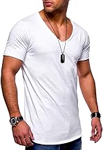 behype. Herren Kurzarm Basic T-Shirt V-Neck Ausschnitt Oversize-Look 20-0002