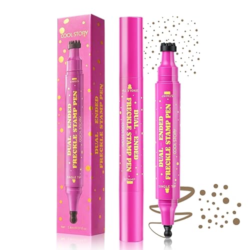 LOPHE Stylo à Taches de Rousseur, Tampon et Embout Courbe Maquillage Visage, Fausses Taches de Rousseur Naturel Etanche, Look Hâlé Facile à Utiliser pour Tous Types de Peau, Gris Brun - B-Gris Brun