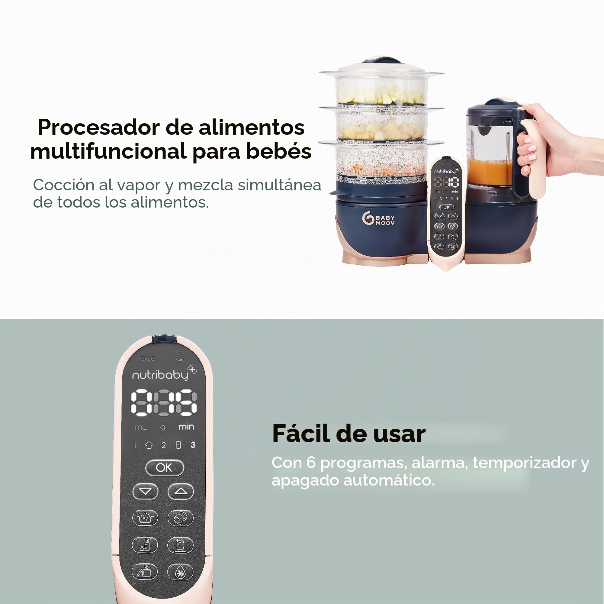 Robots de cocina marca Babymoov. Modelo Robot Nutribaby + XL Babymoov