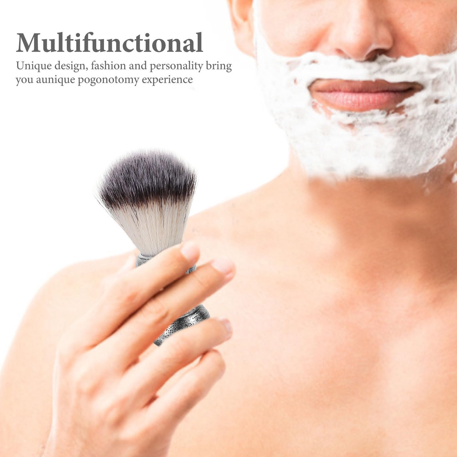Mobestech 5 Set Kit Rasatura Uomo con Pennello da Barba in Acciaio Inossidabile e Ciotola, Pratico senza Sforzo per Salone di Parrucchiere e Barber Shop