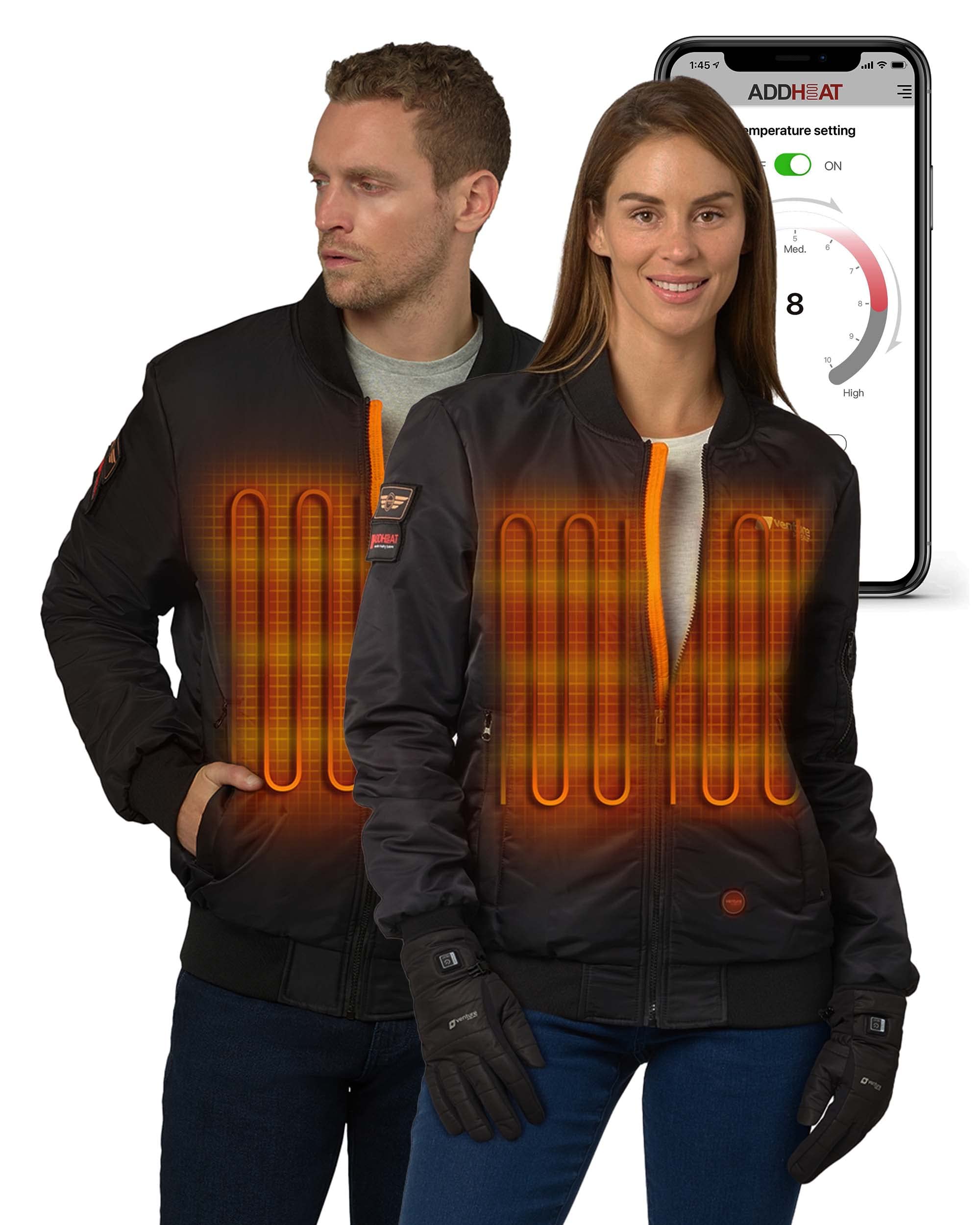 Venture HeatMAX 22W Extra Warm Heated Bomber Jacket with 1 Battery Pack - XL Heating, 12V Dual Battery Pockets