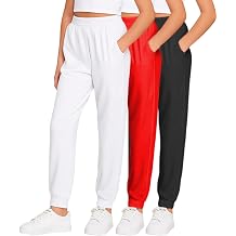 Sweet Hearts Girls Sweatpants - 3 Pack High Waisted Performance Jogger Girls Pants with Pockets Made in USA Sizes 5-18