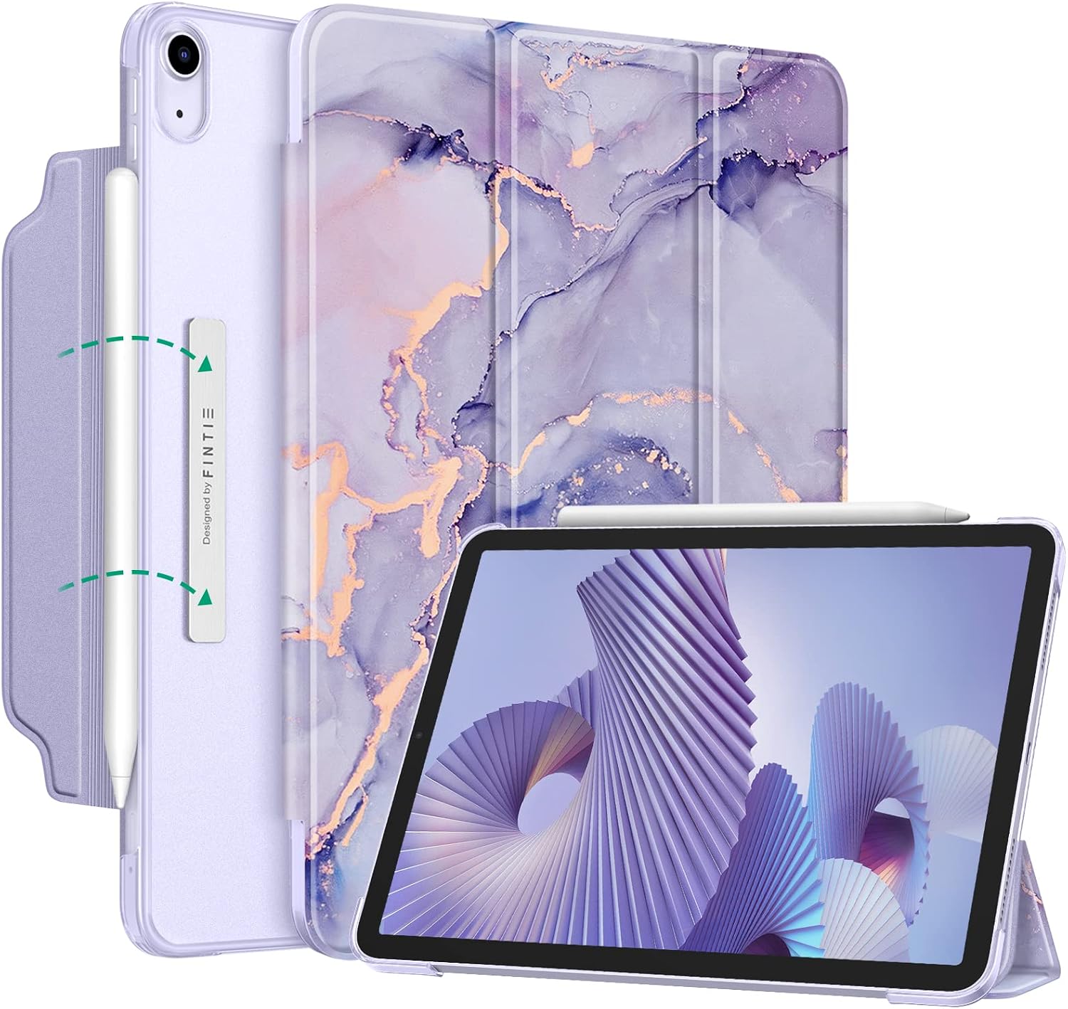 Fintie SlimShell Case for iPad Air 5th Generation (2022) / iPad Air 4th Generation (2020) 10.9 Inch - [Magnetic Clasp] Lightweight Stand Case with Translucent Frosted Back Cover, (Z-Lilac Marble)