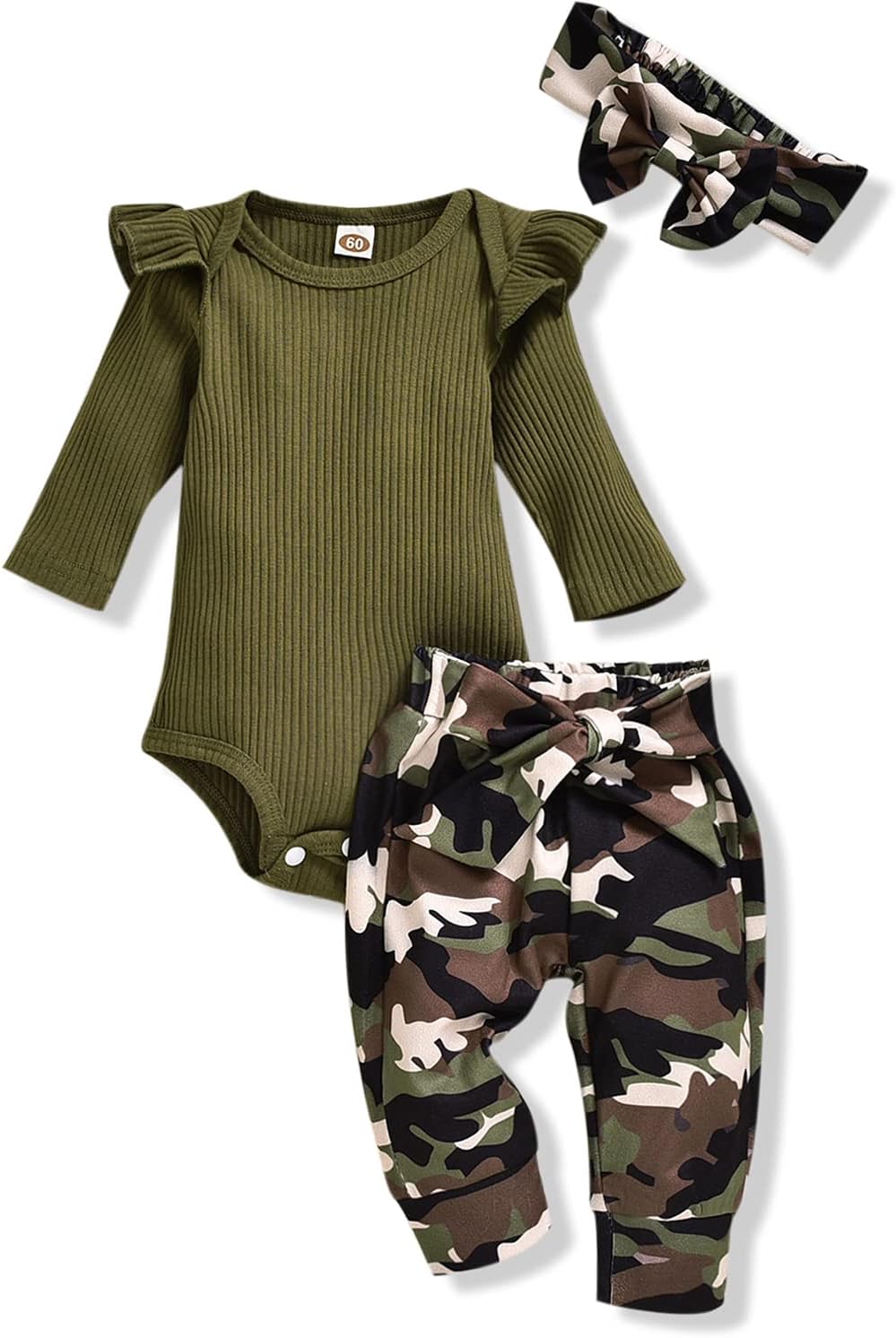 Preemie Newborn Infant Baby Girls Clothes Ribbed Romper Bodysuit Pants Set Fall Winter Outfits