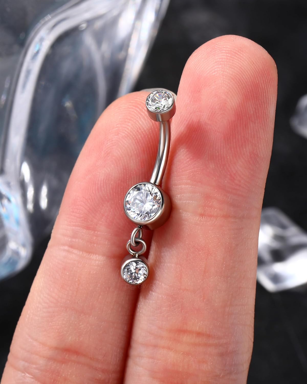 G23 Solid Titanium Belly Button Rings 14G Dangle Titanium Belly Navel Rings for Women Surgical Steel Belly Button Piercing - Image 7