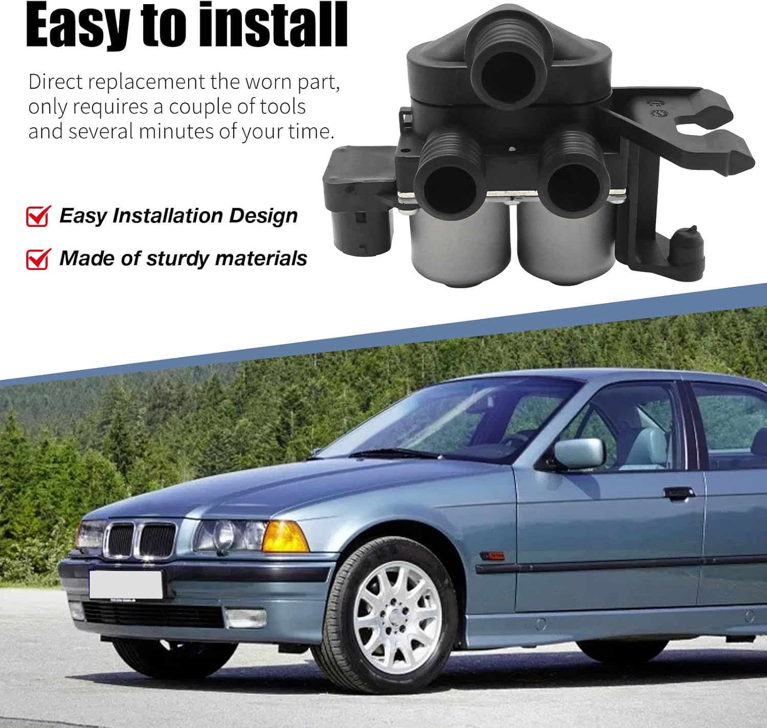 64111387319 Heater Control Valve, Replacement for BMW E36 323i 323is 1998-1999 325i 325is 1992-1995 328i 328is 1996-1999 M3 318ti 1995-1999 318i 318is 1992-1999, Replaces 74894