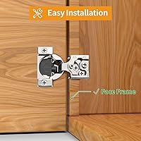 Vista 48 de Chibery 50 Pack 1-5/16" Overlay 3D Soft Close Concealed Hinge for Face Frame Door, Smooth Slow Self Closing Hinges, Satin Nickel, Hidden 105° Open