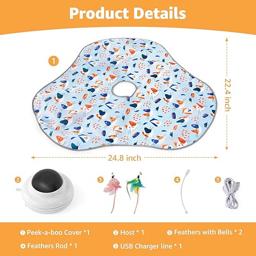 Miniatura 8 de Juguetes interactivos para gatos recargables juguete interactivo para gatos con campanilla, juguetes automáticos para gatos de interior, juguete de