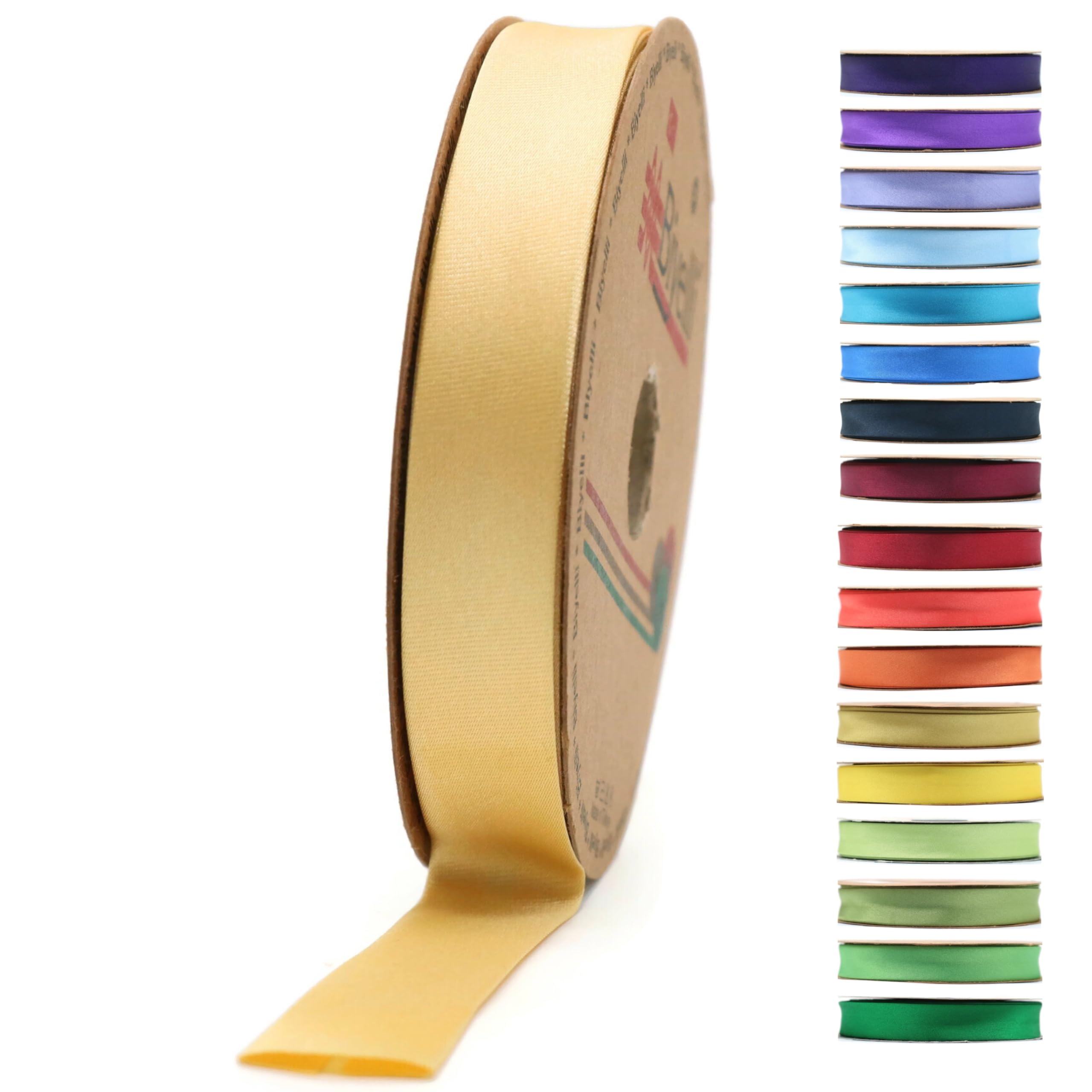Fold Satin Bias Tape - 99+ Colors - 3/4 Inches Wide - 27 Yards - Fold Satin Binding Bias Ribbon Fabric Piping Bias Binding Tape for Sewing Clothing DIY (49. Gold) BYS49