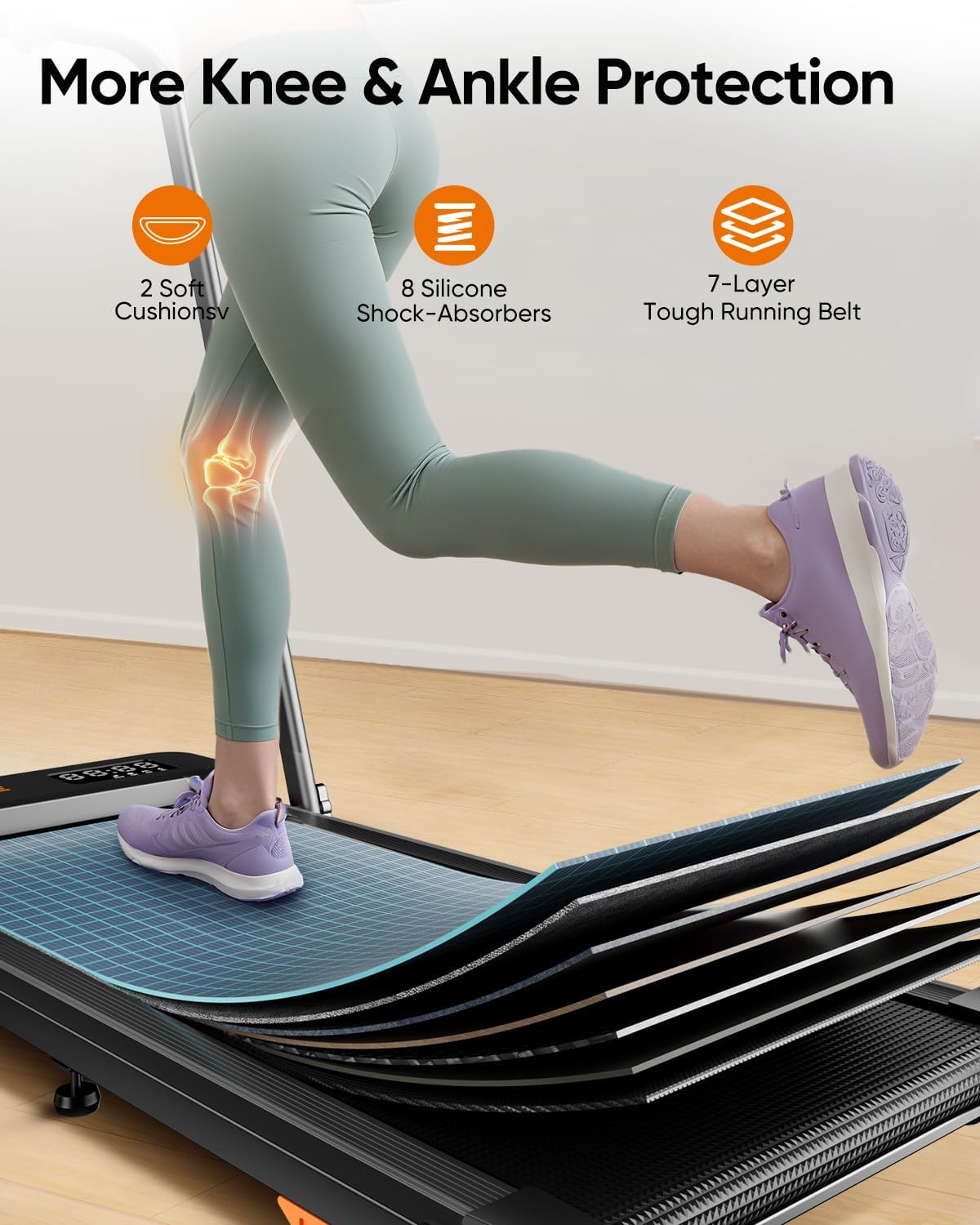 2-in-1 Foldable Treadmill with 3-Level 10% Incline, Walking Pad for Home Small Office, Compact Portable Under Desk Treadmill with Handle,Dual LED Display, APP & Remote, 300 lbs Capacity