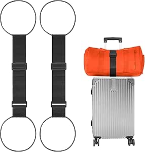 BILIONE Add a Bag Luggage Straps 2 Pack, Adjustable Bungee Elastic Belts for Suitcases and Travel Essentials