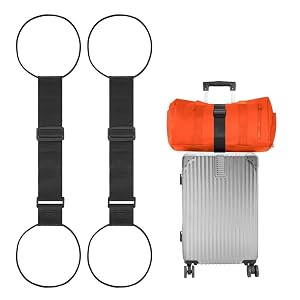 BILIONE Add a Bag Luggage Straps 2 Pack Adjustable Bungee Elastic Belt to Connect Two Suitcases Secure Carry