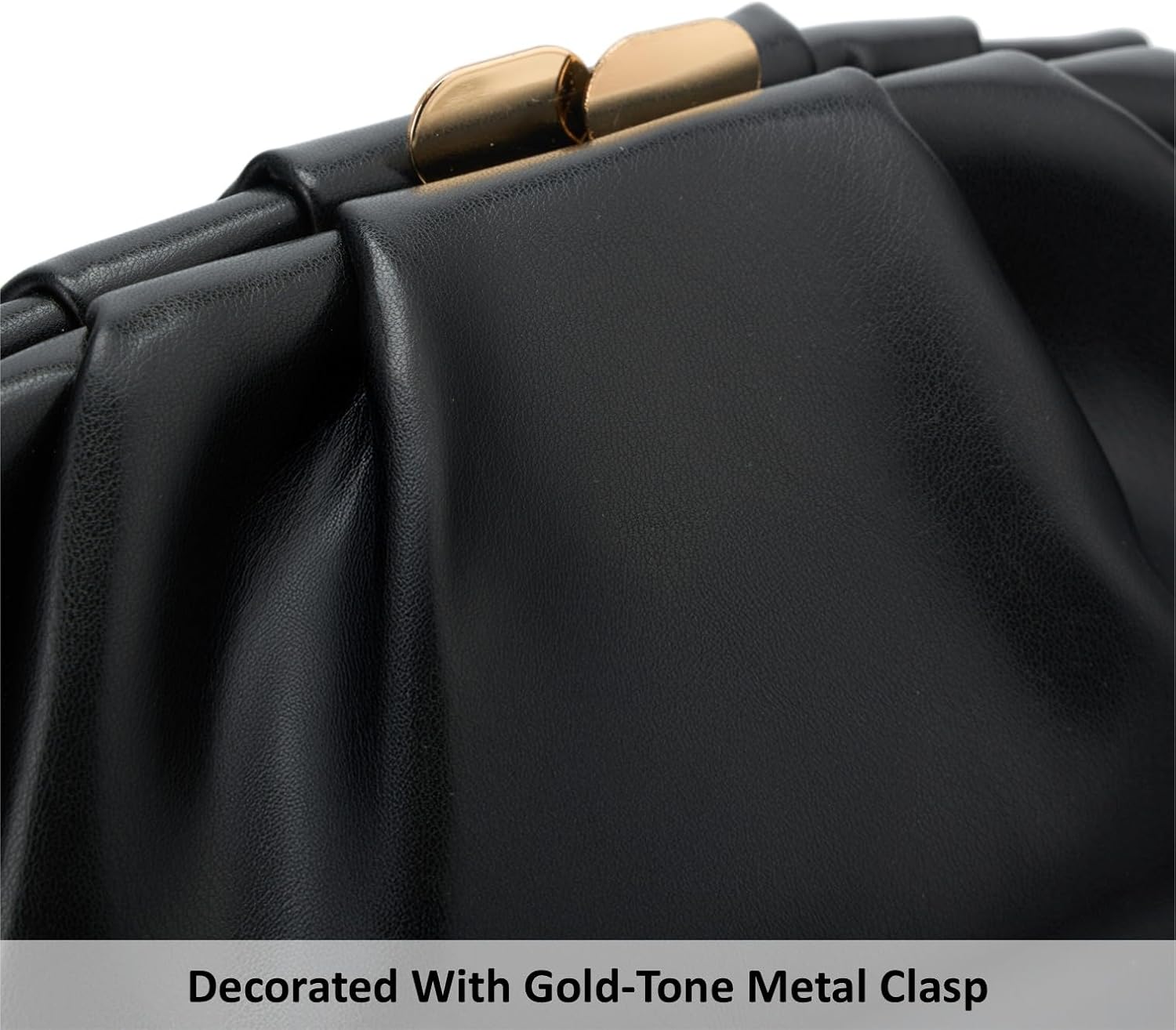 Elegant Pleated Vegan Leather Clutch Purse for Women Soft PU Wedding Evening Bag with Detachable Chain for Prom Party - Image 7