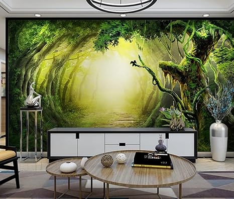 Amazon 壁紙3dファンタジーフォレストトレイルテレビの背景壁のリビングルームの寝室の背景壁画3d壁紙 350 245cm 壁紙