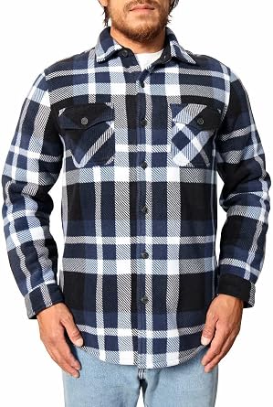 Freedom Foundry Mens Plaid Fleece Jackets Super Plush Sherpa Lined Jacket Shirt