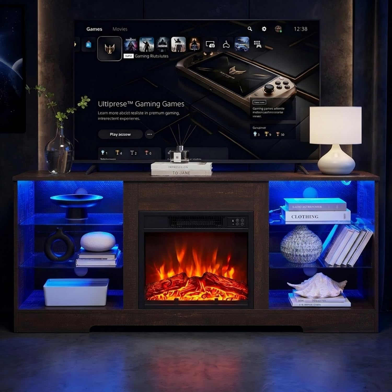 QSOSTNS Fireplace TV Stand DB222