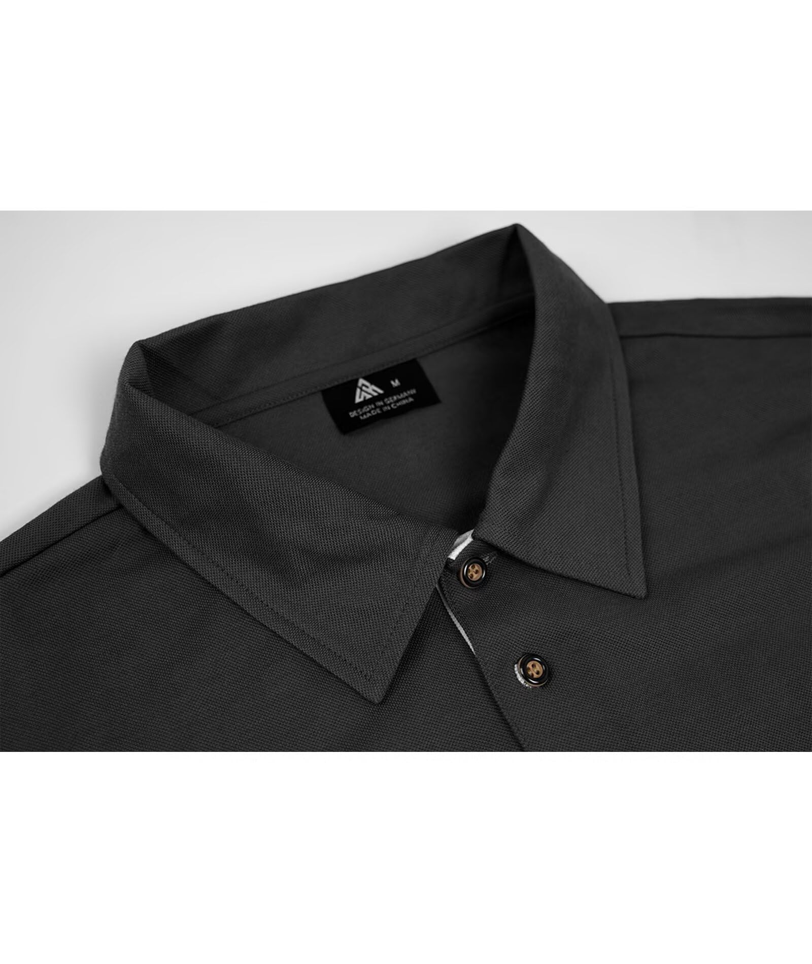 Polo da uomo a maniche lunghe, traspirante, maglietta tattica da golf, con tasca con cerniera - 3