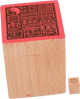 VILLCASE Wooden Seal Desk Top Decor Wooden Decor Chinese Decor Chinese Name Stamp Wooden Craft Stamps Tabletop Buddha Seal Delicate Buddha Seal Compact Chinese Seal Buddha Stamp Wood China