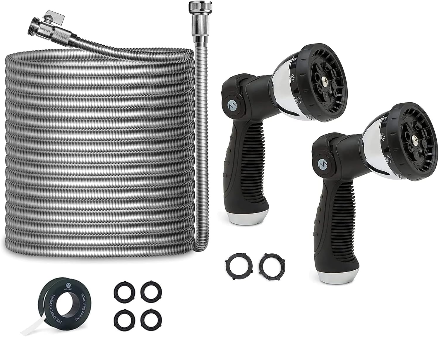 Morvat HeavyDuty 50FT Stainless Steel Garden Hose with All