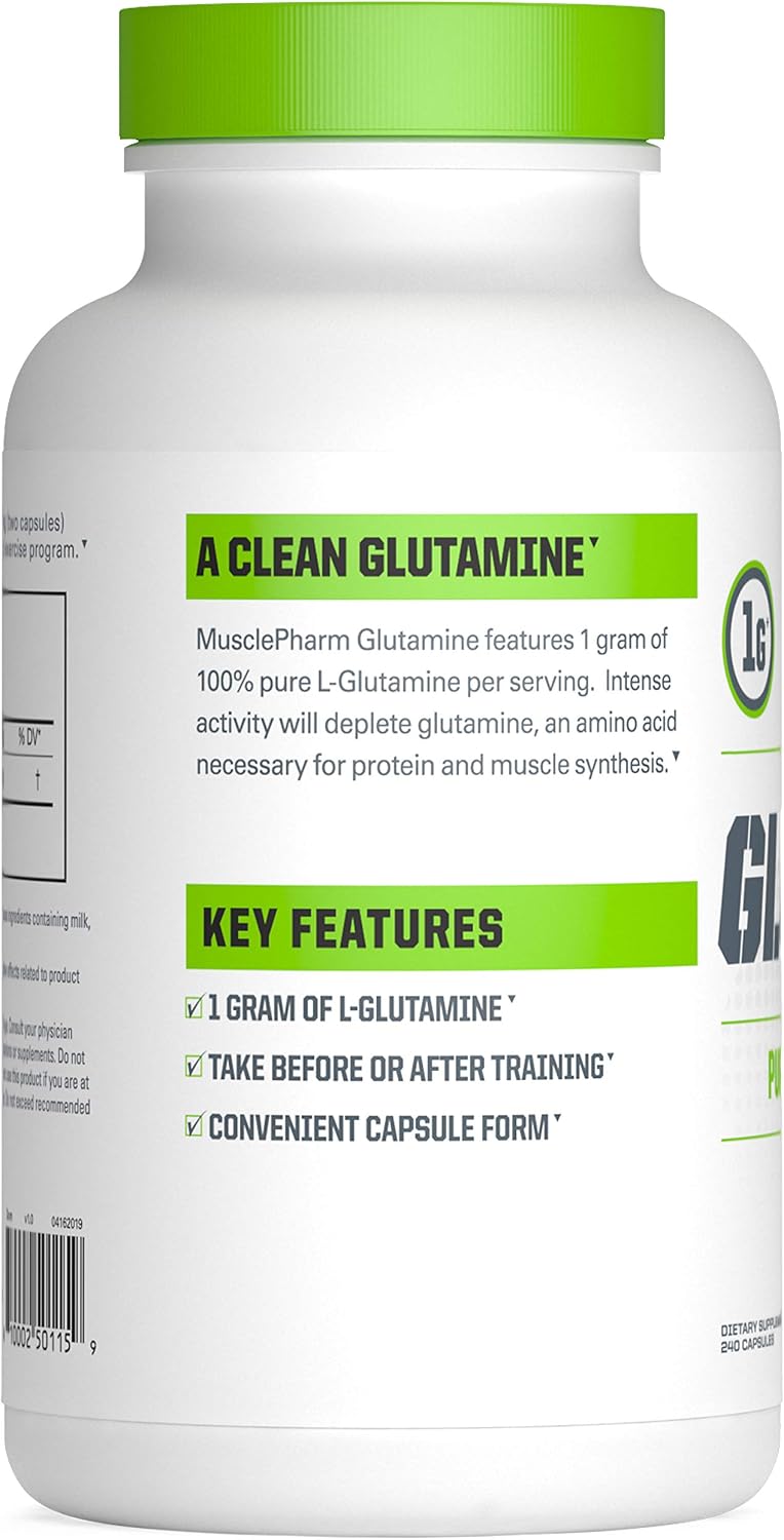MusclePharm Essentials Glutamine Capsules, 1000mg Capsules, 120 Servings