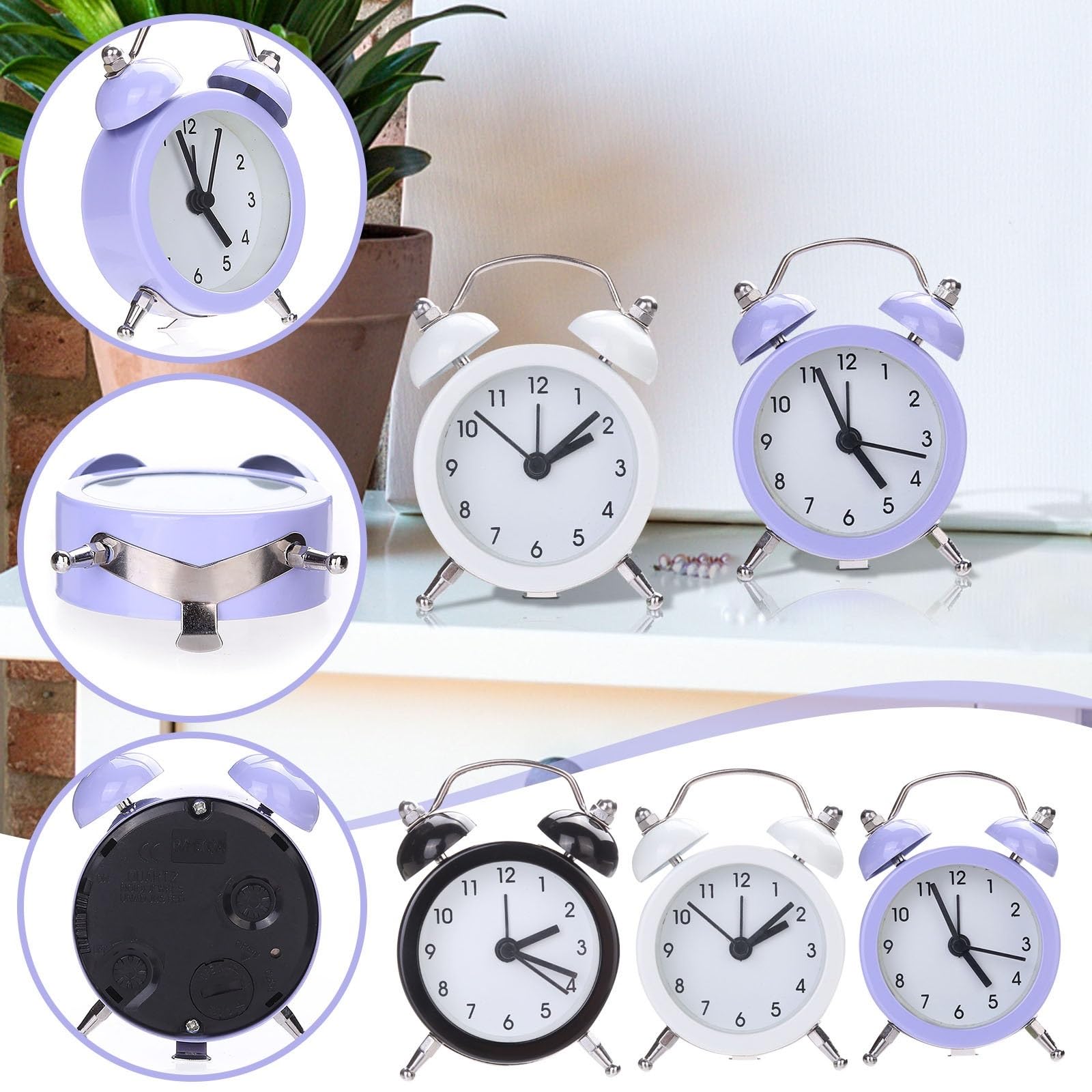 Despertador, Reloj analógico a Pilas: Ideal for Decorar el Dormitorio y(Purple)