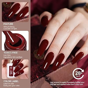 GAOY 23 Pcs Fall Gel Nail Polish Set, 20 Brown Red Green Glitter Colors