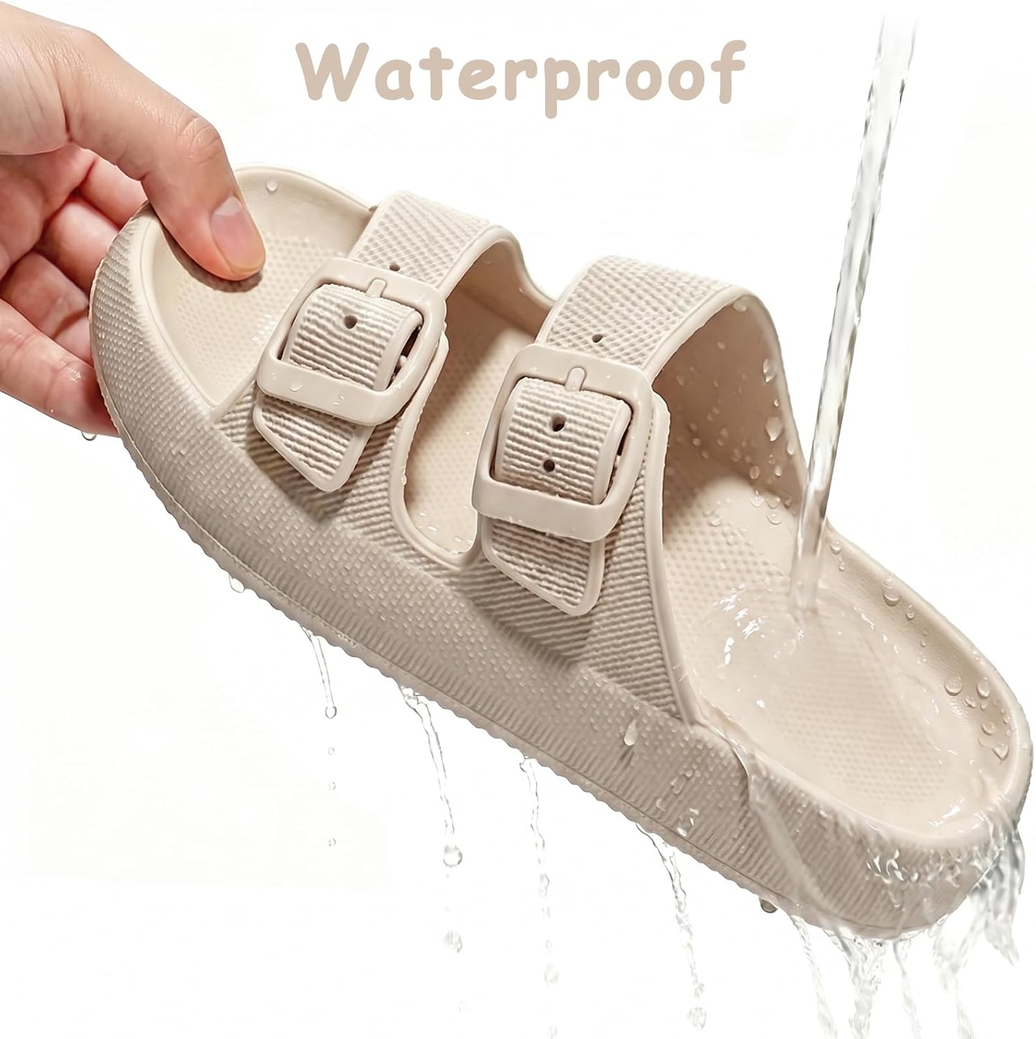 Cubufly Kids Cloud Slides Sandals, Lightweight EVA Soft Pillow Slippers for Boys Girls, Quick Dry Breathable Double Buckle Summer Beach Pool Shower Shoes