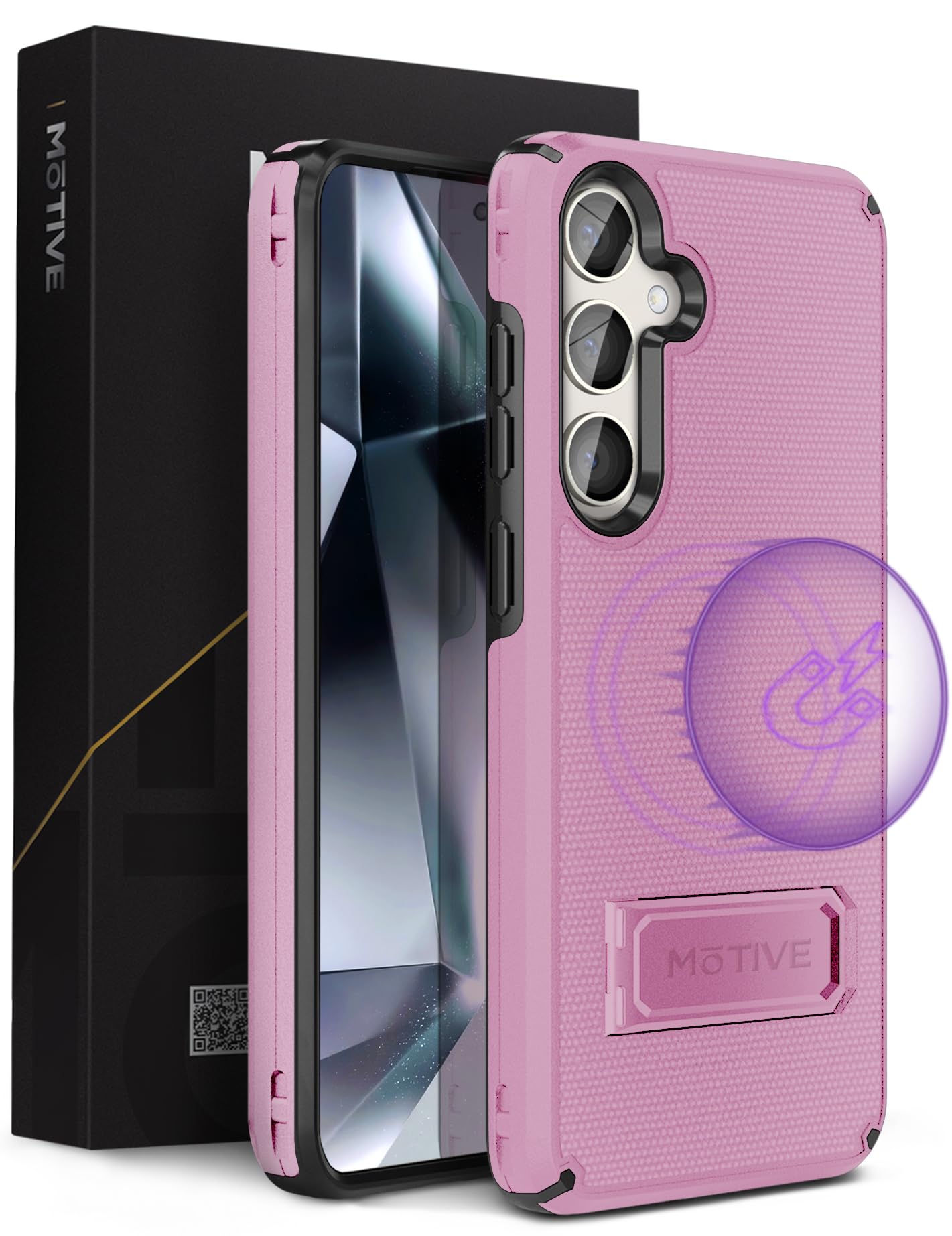 MOTIVE Designed for Samsung Galaxy S24 case, Dual-Layer Compatible with MagSafe, Shockproof, 10 FT Military Grade Drop Protection, Heavy Duty Protective Case, Galaxy s24 case | Pink