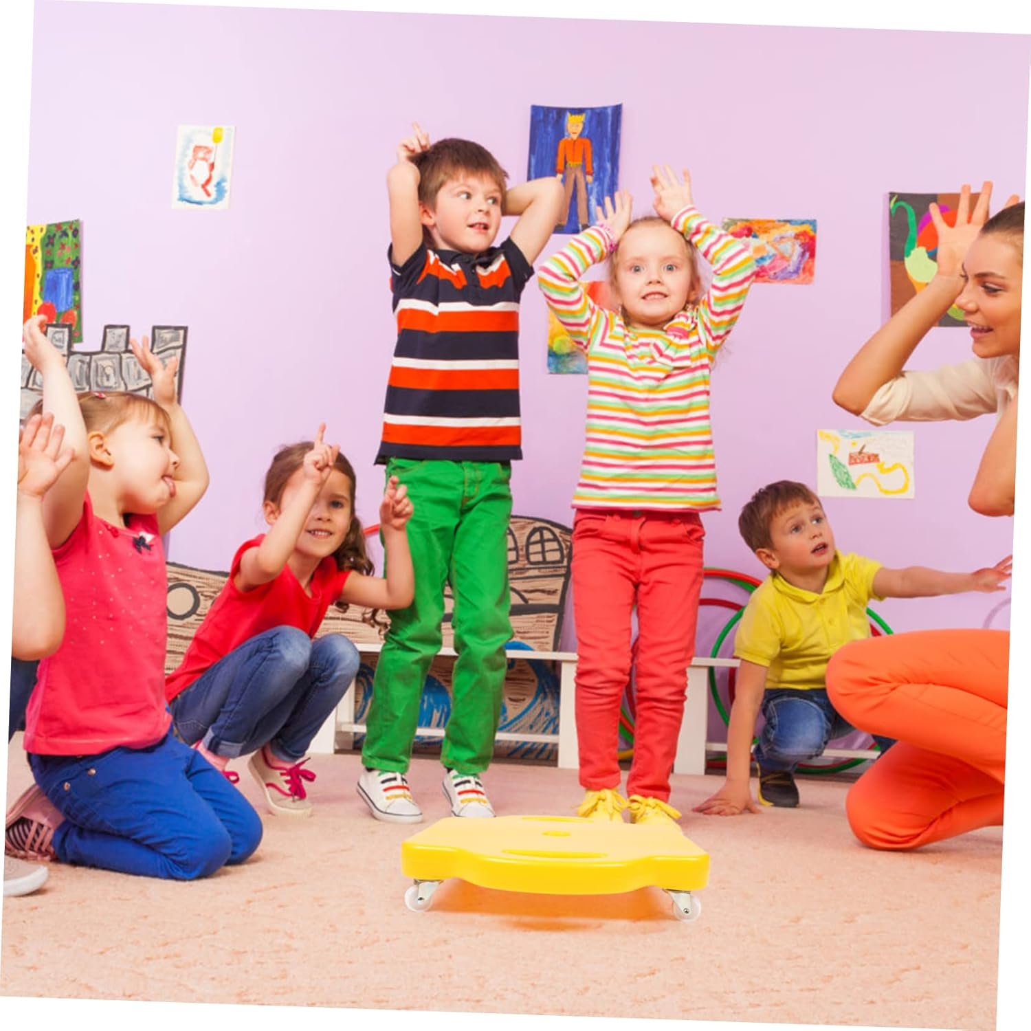 DECHOUS Four Roller Scooter Balance Board for Boys and Girls Sliding Balance Toy for Coordination and Motor Skills Development Home Use Educational Equipment