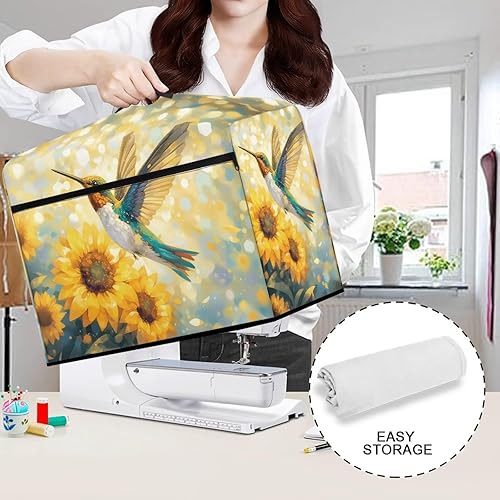 Miniatura 12 de Mumeson Cubierta antipolvo para máquina de coser de gatos negros con flores, para la mayoría de máquinas de coser estándar, plegable, duradera