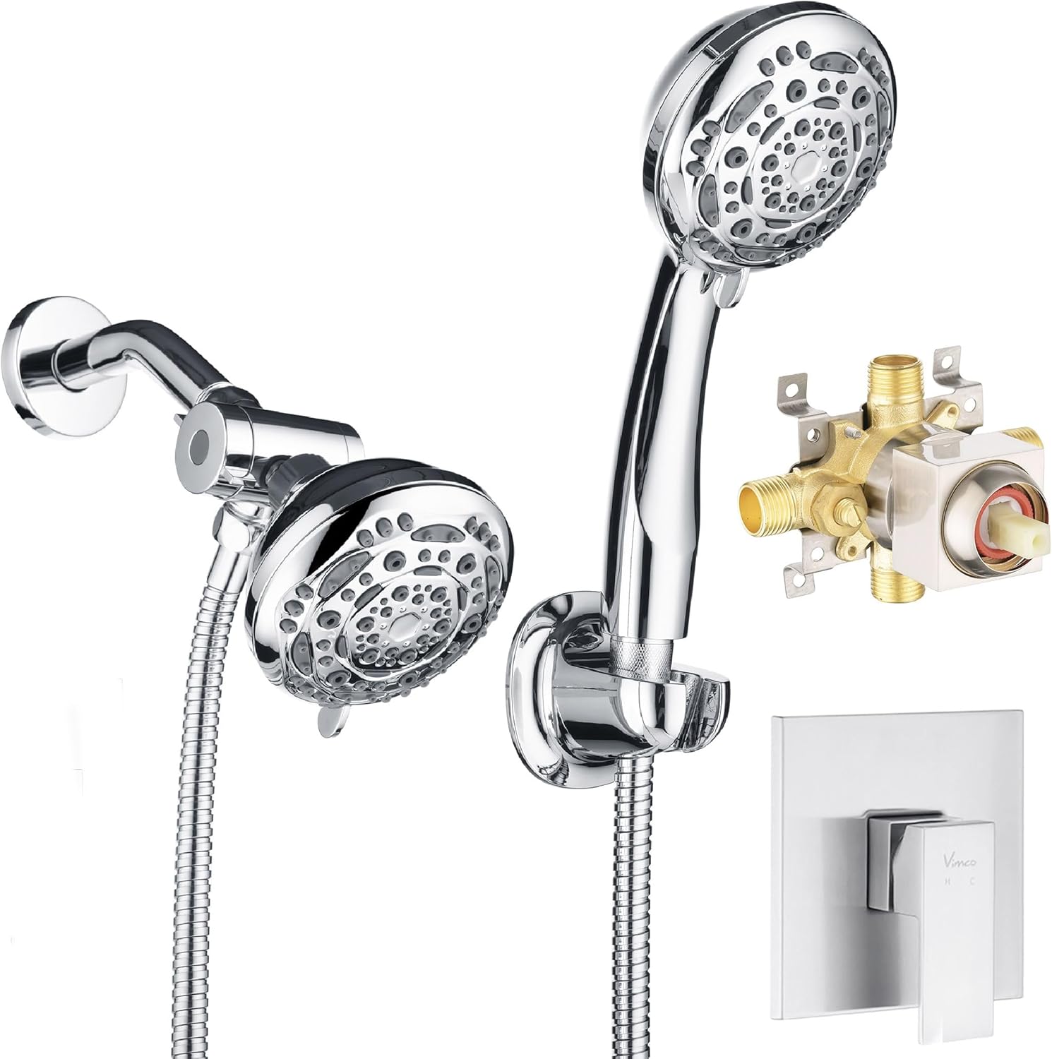 Shower Set, Showerheads with Handheld Spray Combo Luxury Rain Mixer Shower Kit, Wall Mounted Shower Fixtures for Bathroom (Valve Body and Trim Included) Upgraded Style