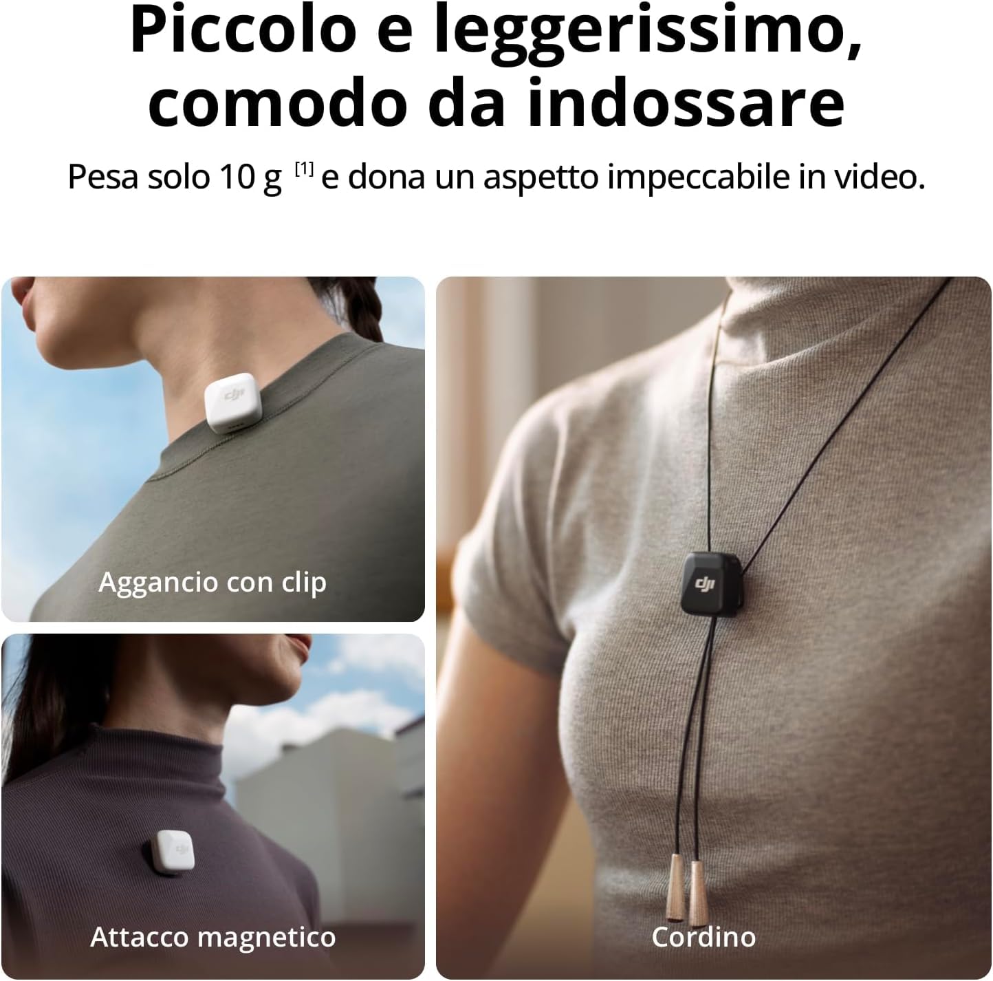 DJI Mic Mini (2 TX + 1 RX + Adattatore Lightning) per iPhone, Android e fotocamera, audio ricco di dettagli, cancellazione del rumore, limitazione automatica, microfono wireless per vlog, streaming