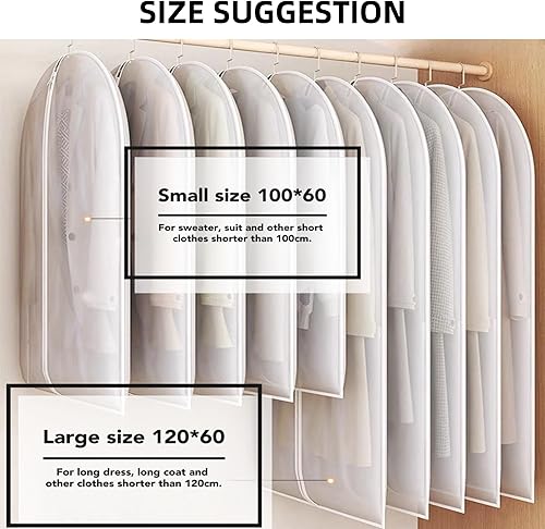 Miniatura 6 de Paquete de 20 bolsas transparentes de tamaño combinado para colgar ropa con cremallera completa para almacenamiento en el armario, funda de ropa