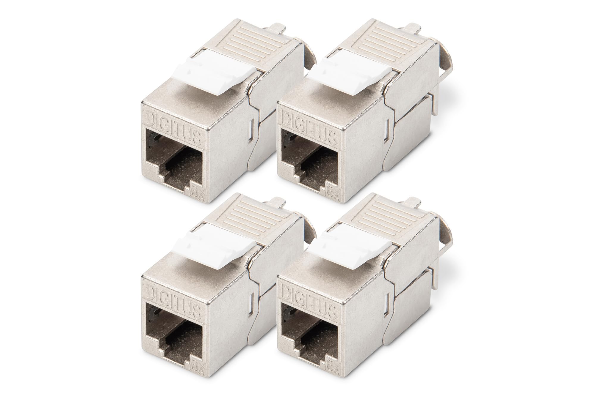 Digitus Keystone module Cat-6A Shielded - 4 pieces - RJ45 socket - 500 MHz 10GBase-T - AWG 26-22 - Design compatible - With cable tie - Tool-free installation