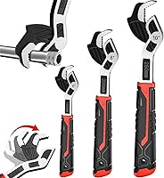 Rhevosil 6" 8" 10" Self-Locking Pipe Wrench Set - Chrome Vanadium Steel Auto-Adjusting Wrenches for 7-35mm Pipes & Nuts