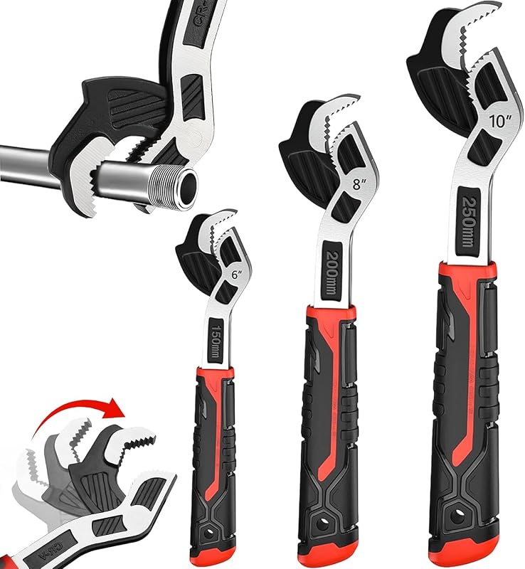 Juego de llaves para tubos, llave para tubos autoajustable de 6” 8” 10”, juego de llaves de tornillo de banco para tubos autoblocantes multifunción, para accesorios de tuberías de 9/32" a 1-3/8" (7-35 mm), tuercas estándar y tuercas irregulares