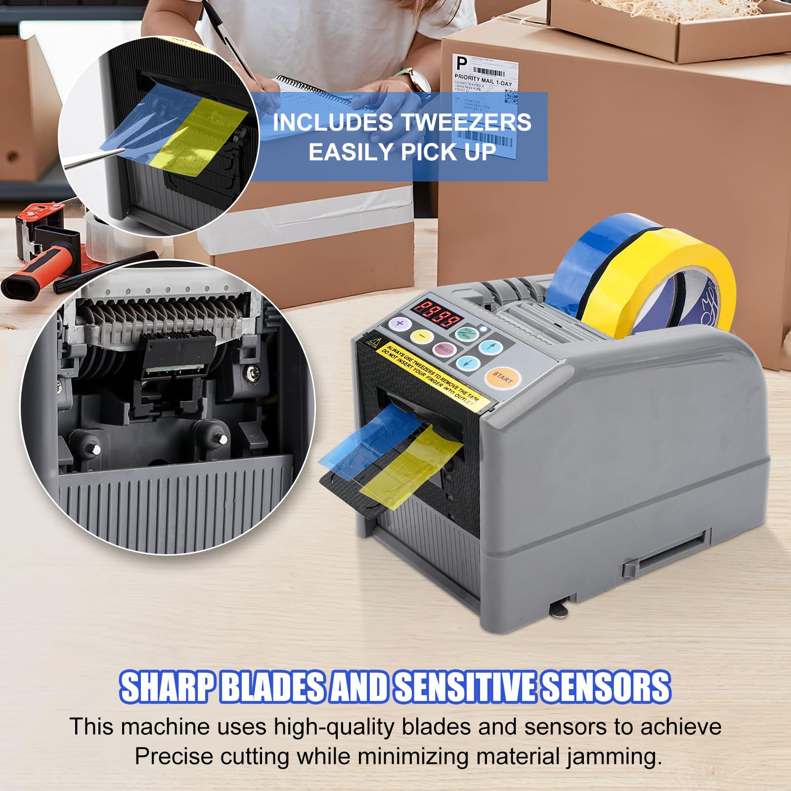 Dispensador automático de cinta adhesiva, cortador de cinta eléctrica para ancho de banda 6 – 60 mm, longitud 999 mm, cortador de cinta para cinta de regalo, cinta adhesiva, ancho de banda
